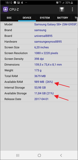 Memoria RAM si spatiu de stocare pe Android