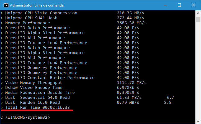 Evaluarea performantei in Windows 10
