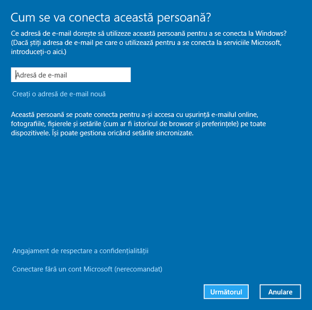 Cum se creaza un cont de utilizator in Windows 10