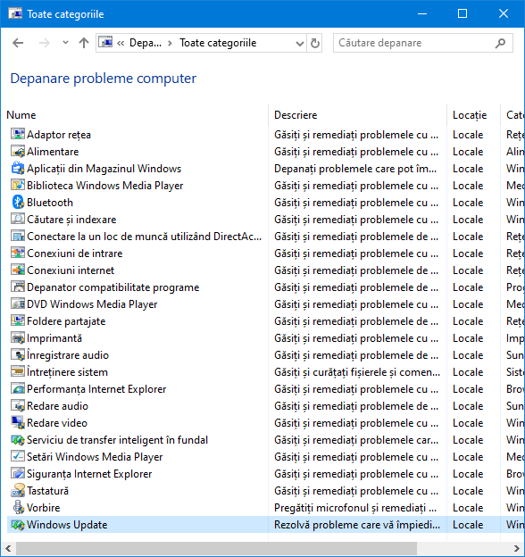 Lista completa instrumentelor de depanare Windows 10