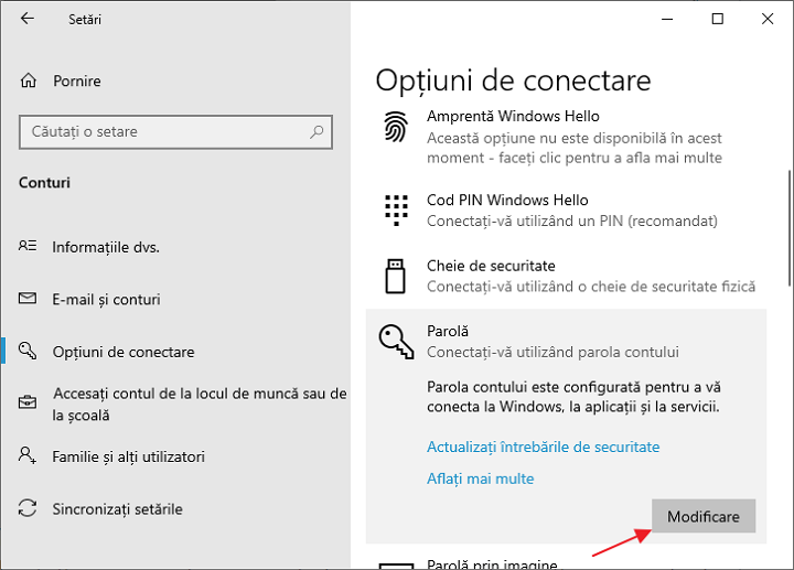 Cum se schimba parola Windows 10 DeviceBox.ro