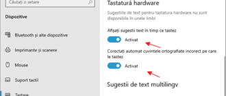 Activeaza afisarea sugestiilor la tastarea in Windows 10 pe tastatura hardware