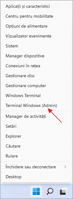 Porneste Windows Terminal cu drepturi de administrator