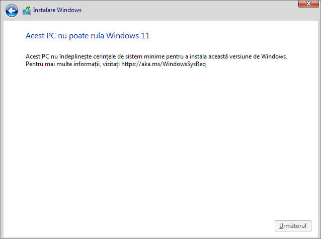 Acest PC nu poate rula Windows 11
