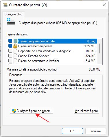 Utilitar pentru curatarea discului Windows 11
