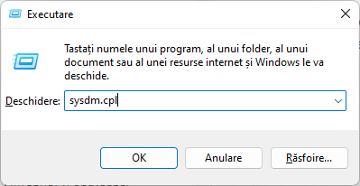 Deschide fereastra proprietati sistem in Windows 11