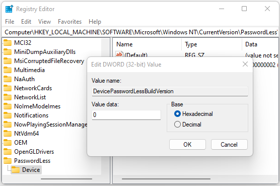 Dezactiveaza Windows Hello in registru Windows 11
