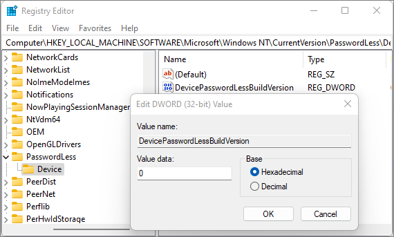 Dezactiveaza cerinta Windows Hello in registru