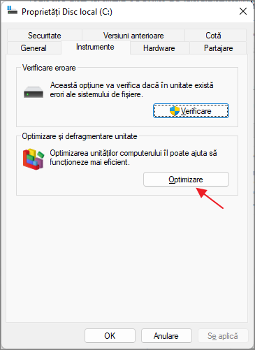 Optimizare disc in Windows