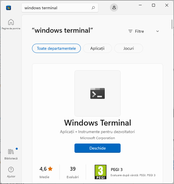 Descarca Windows Terminal din magazinul de aplicatii