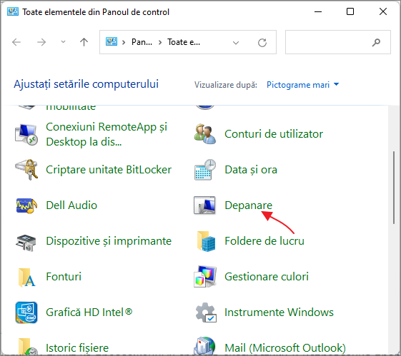 Depanarea problemelor in Panou de control Windows 11