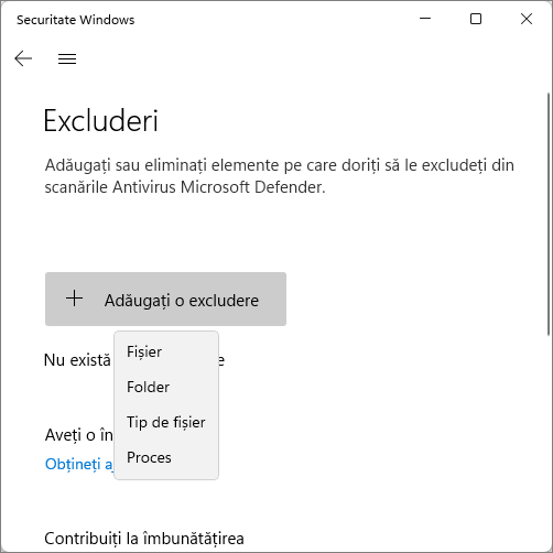 Adauga fisier sau folder la excluderi Securitate Windows 11