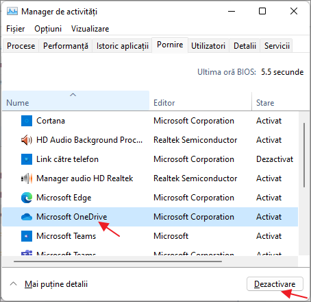 Dezactiveaza autopornirea OneDrive in Windows 11