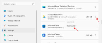 Dezinstaleaza OneDrive in Setari Windows 11