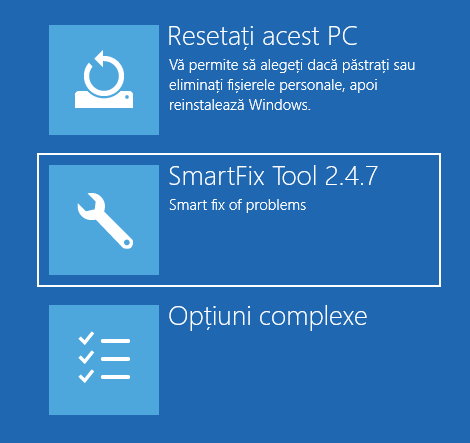 Rularea SmartFix Tool din mediul de recuperare Windows 11 si Windows 10