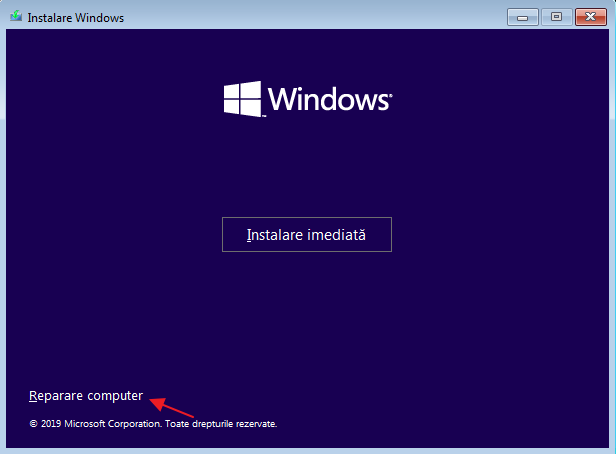 Porneste mediul de recuperare Windows 11 de pe stick USB bootabil