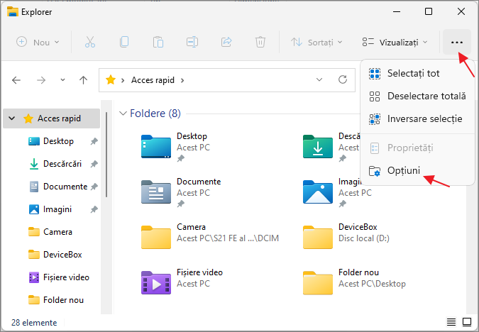 Deschide optiunile explorer Windows 11