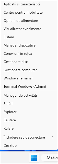 Porneste terminal windows cu drepturi de administrator in menul contextual al butonului Start