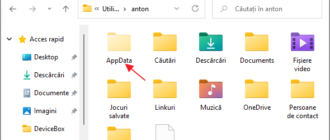 Folderul ascuns AppData pe discul C in folderul Users