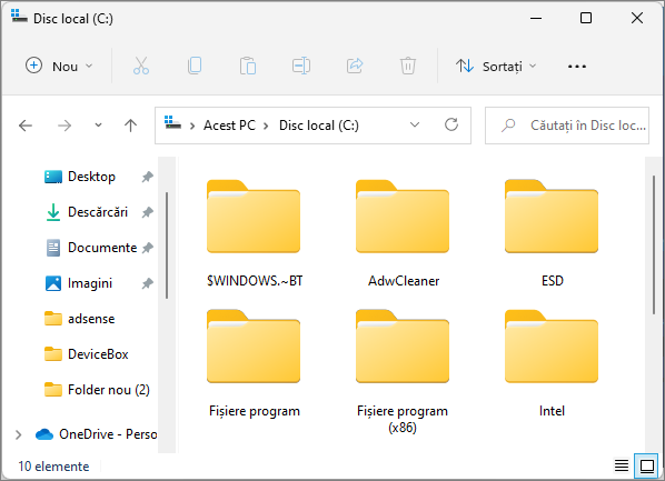 Folderul $WINDOWS.~BT pe discul C