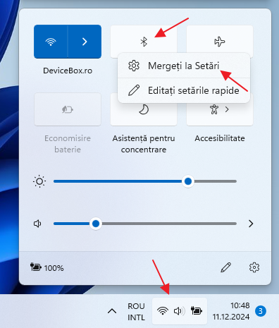 Acceseaza rapid setarile Bluetooth in Windows