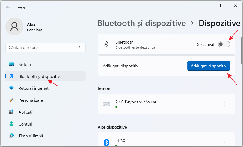 Conectarea castilor Bluetooth in Windows 11