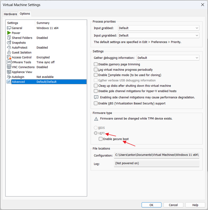 UEFI si BIOS in VMware Workstation