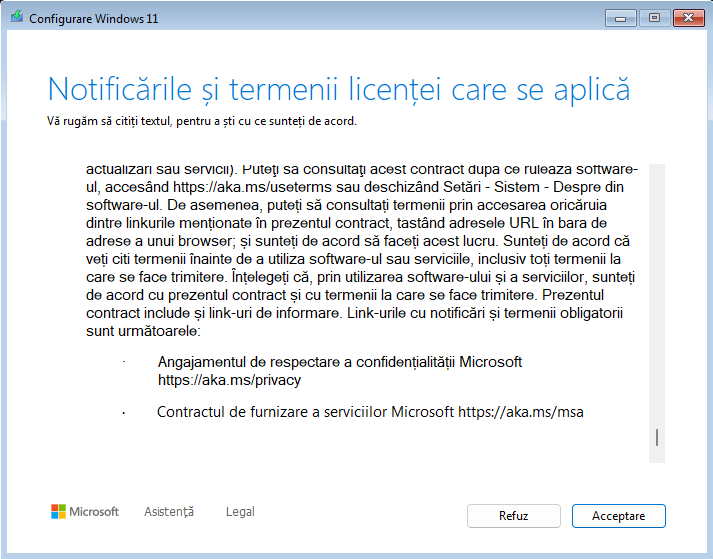 Acordul de licenta Windows 11