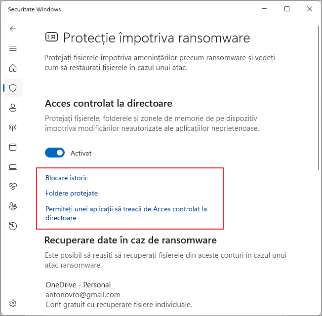 Configureaza acces controlat la directoare