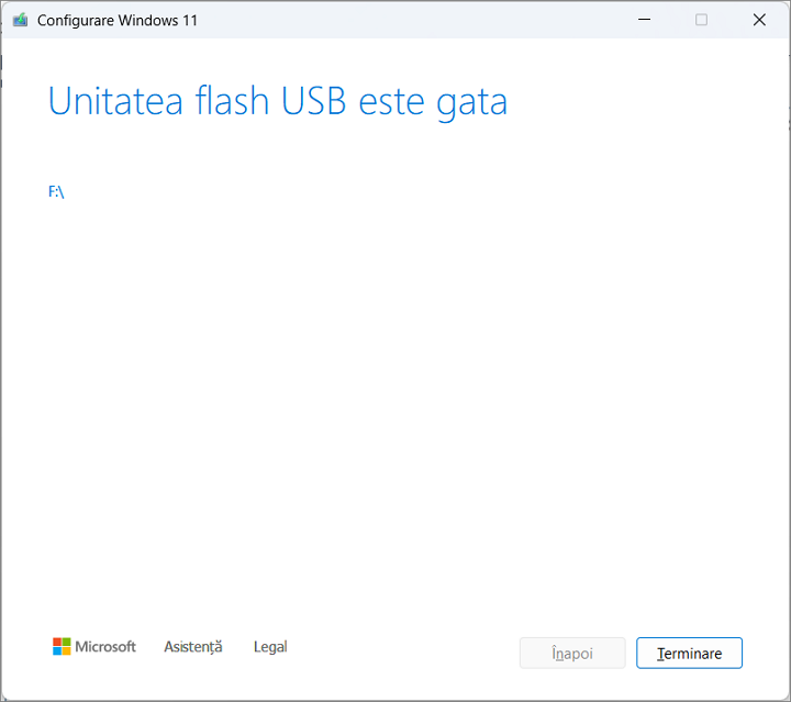 Unitatea flash USB este gata