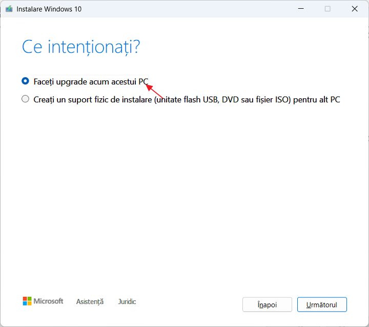 Faceti upgrade acum acestui PC in Media Creation Tool