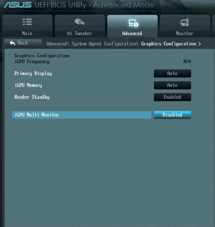 Setarea iGPU Multi-Monitor in UEFI