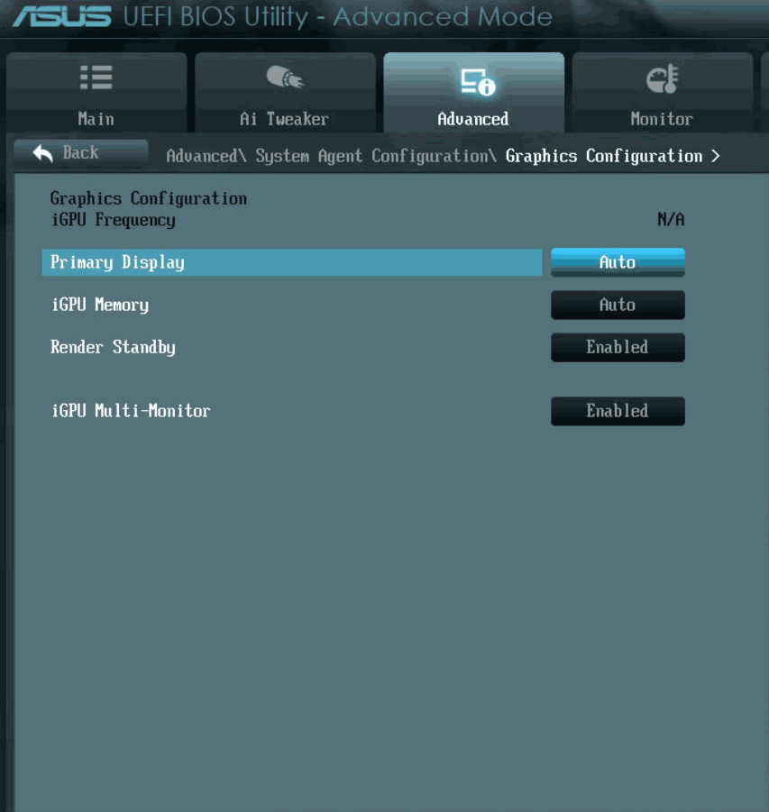 Setarea Primary Display in BIOS